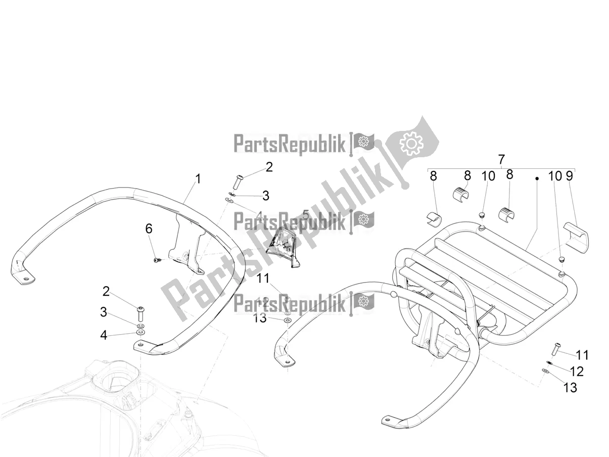 Toutes les pièces pour le Porte-bagages Arrière du Vespa GTS 300 HPE ABS USA 2019