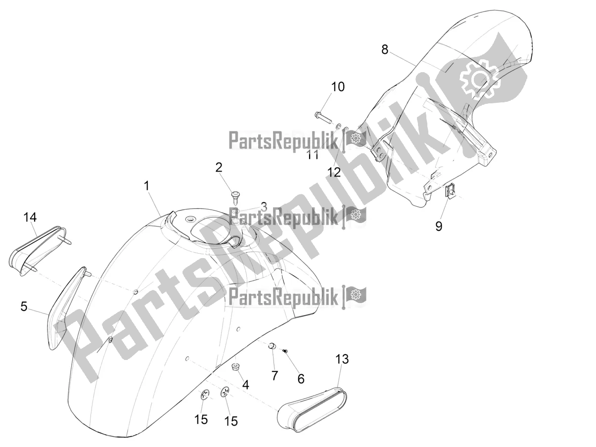 Todas as partes de Alojamento Da Roda - Guarda-lamas do Vespa GTS 300 HPE ABS USA 2019