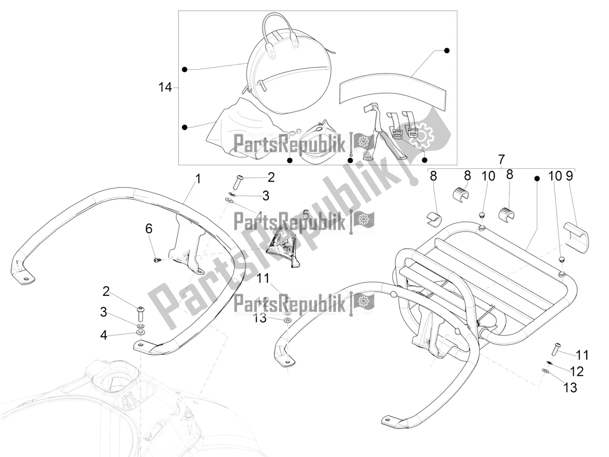 Toutes les pièces pour le Porte-bagages Arrière du Vespa GTS 300 Super HPE 4 T/4V IE ABS 2020