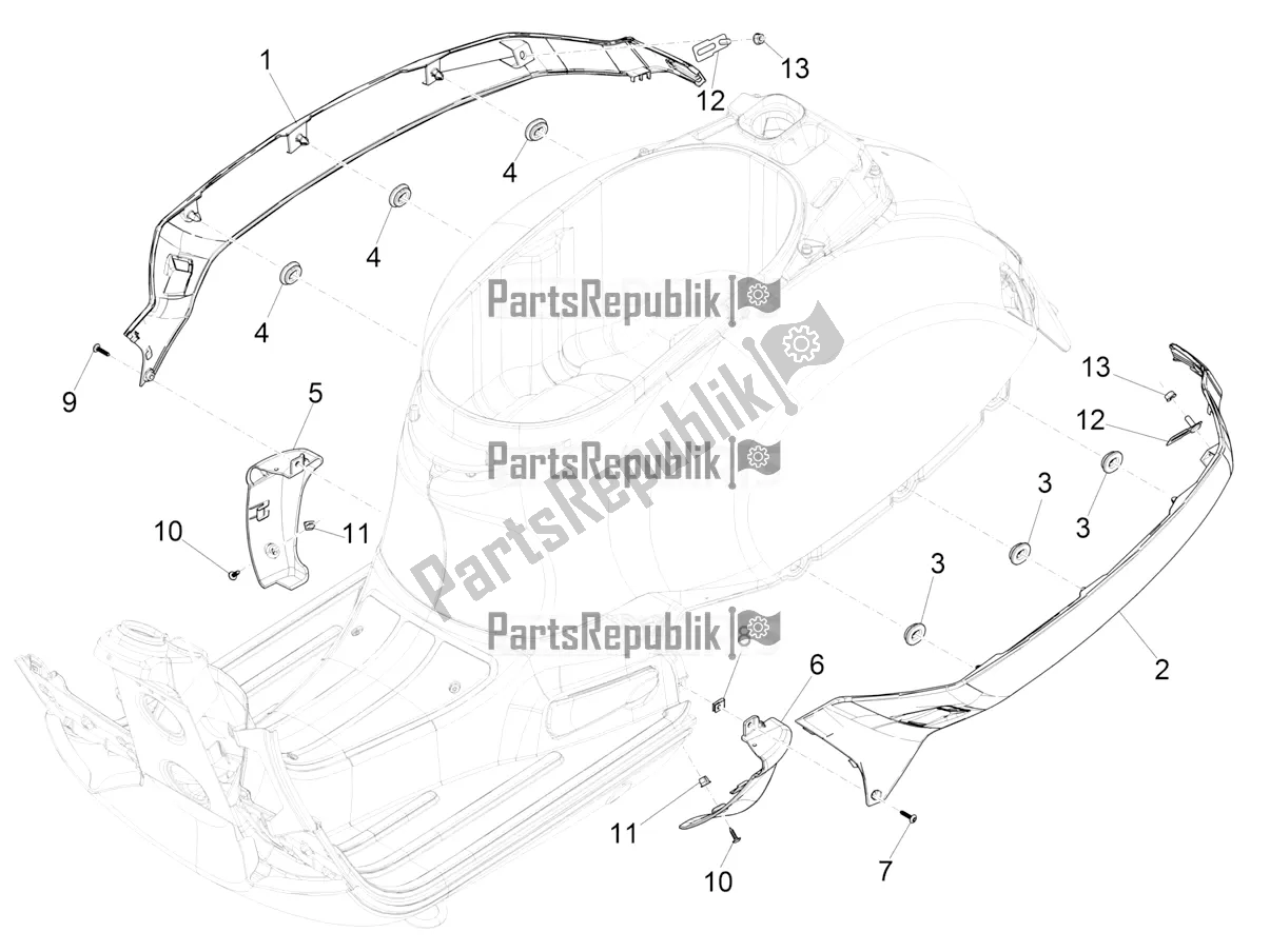 Toutes les pièces pour le Couvercle Latéral - Spoiler du Vespa GTS 300 Super HPE 4 T/4V IE ABS 2020