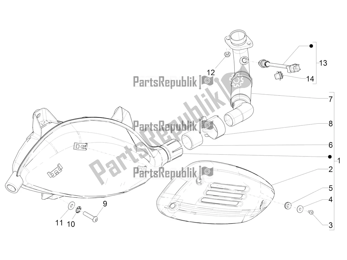 Tutte le parti per il Silenziatore del Vespa GTS 300 Super HPE 4 T/4V IE ABS 2020