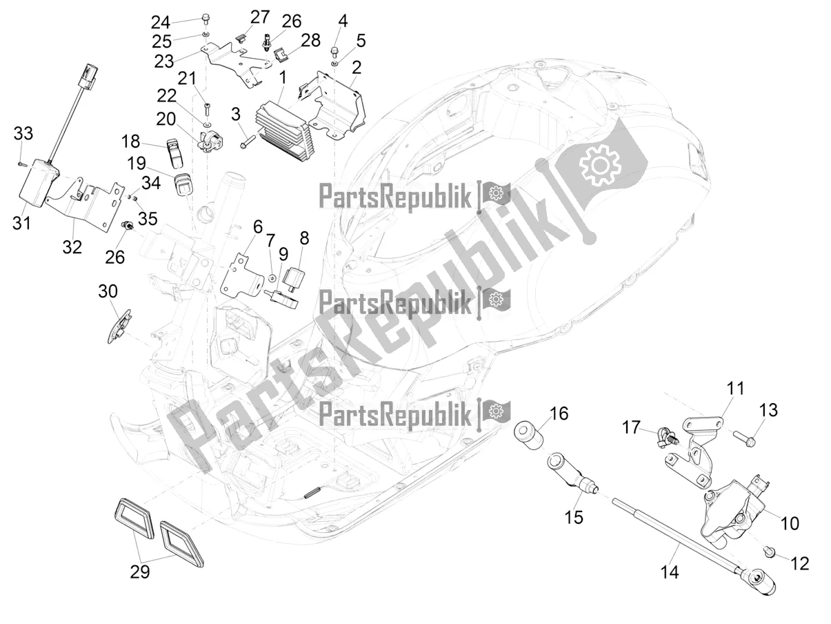 Alle onderdelen voor de Spanningsregelaars - Elektronische Regeleenheden (ecu) - H. T. Spoel van de Vespa GTS 300 Super HPE 4 T/4V IE ABS 2020