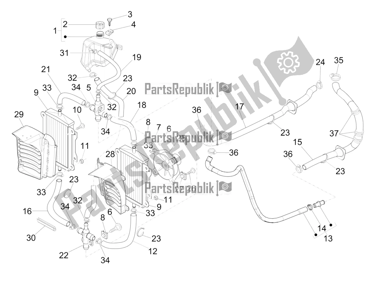 All parts for the Cooling System of the Vespa GTS 300 Super HPE 4 T/4V IE ABS 2021