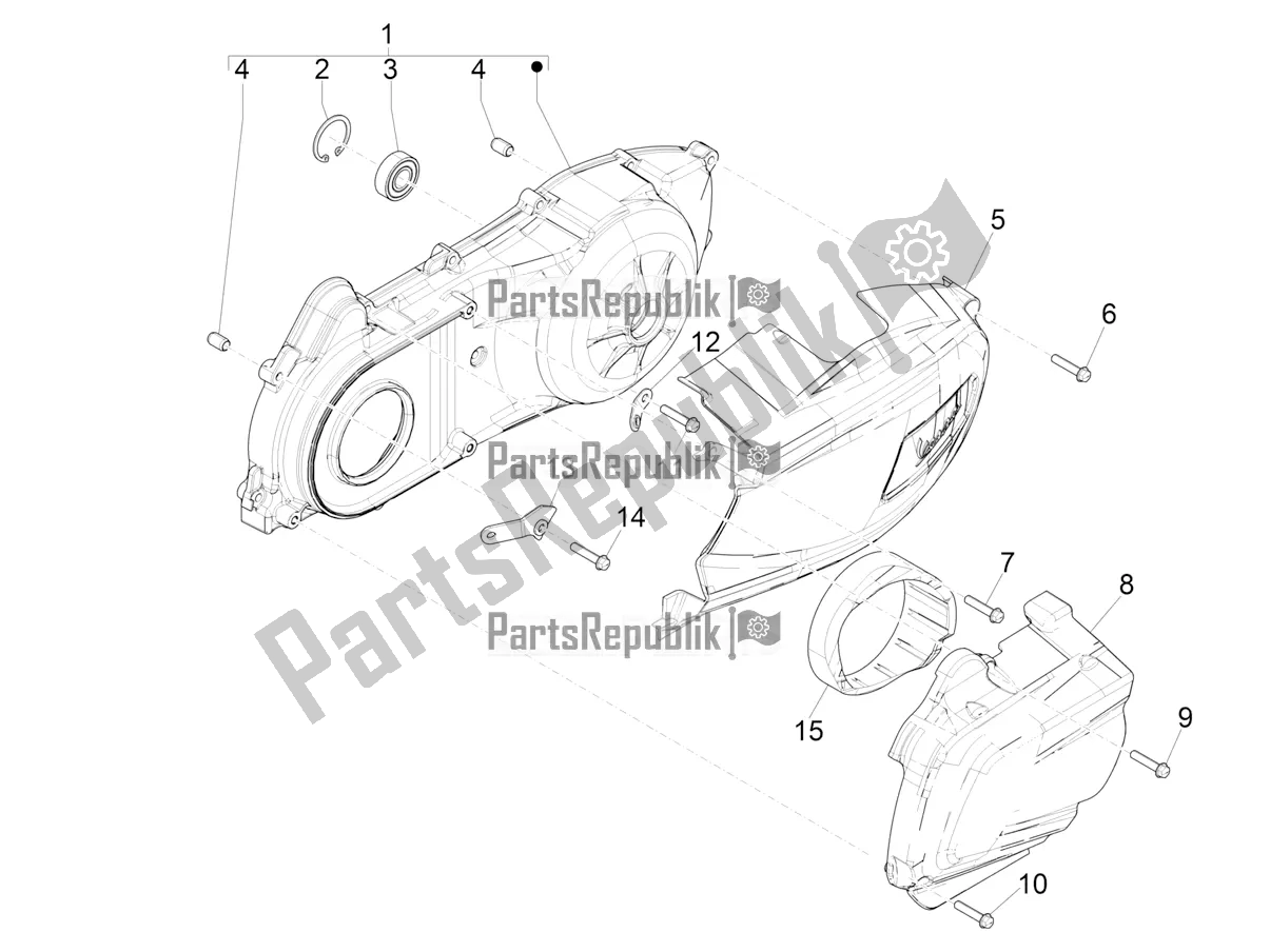 Todas las partes para Tapa Del Cárter - Enfriamiento Del Cárter de Vespa GTS 300 Super HPE 4 T/4V IE ABS 2021