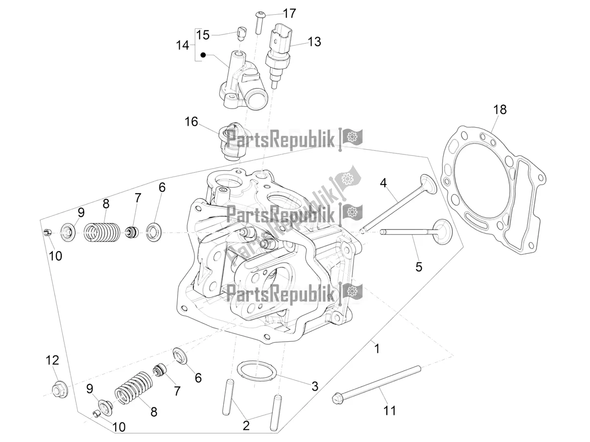 All parts for the Cylinder Head Unit - Valve of the Vespa GTS 300 Super HPE 4 T/4V IE ABS 2021
