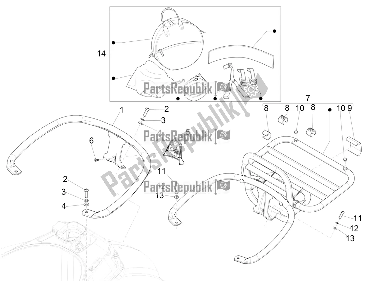 Wszystkie części do Tylny Baga? Nik Vespa GTS 300 Super HPE 4 T/4V IE ABS 2021