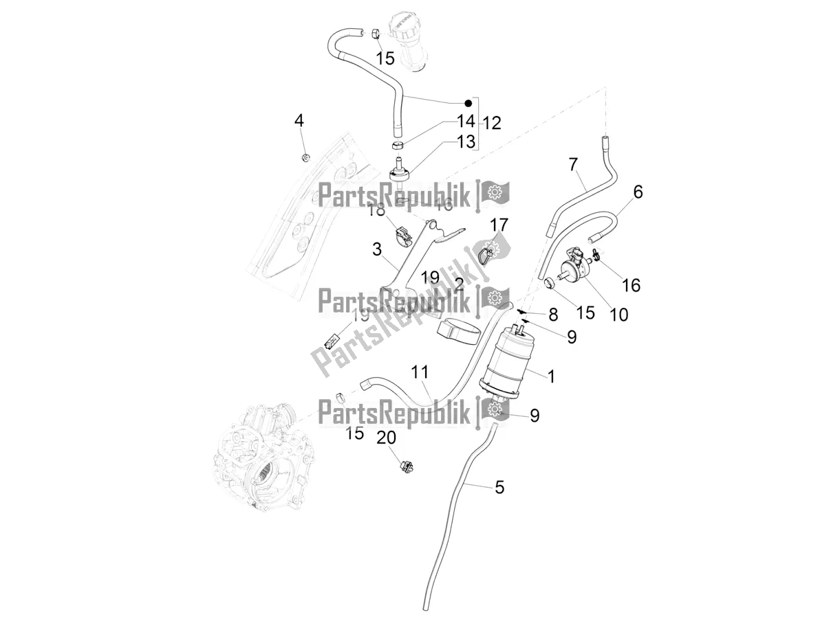 Toutes les pièces pour le Système Anti-percolation du Vespa GTS 300 Super HPE 4 T/4V IE ABS 2022