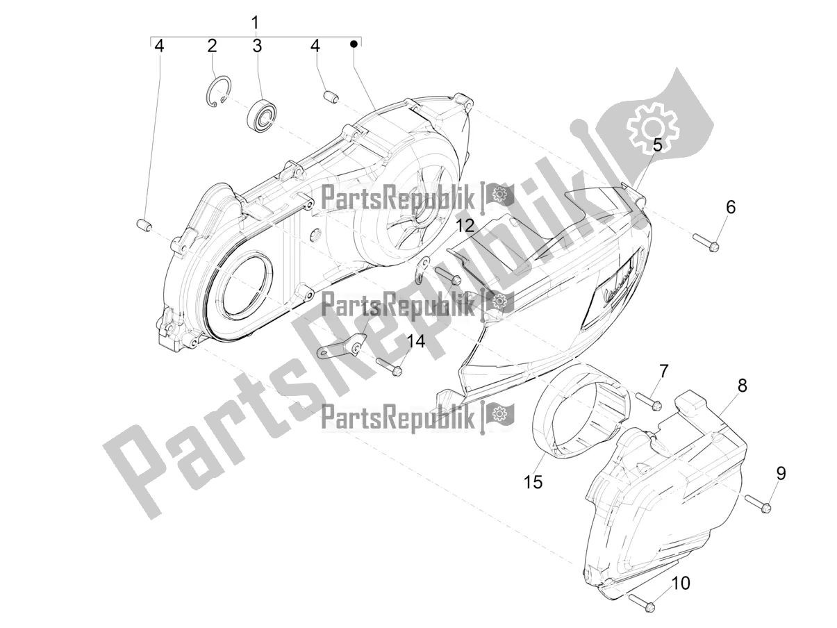 Todas las partes para Tapa Del Cárter - Enfriamiento Del Cárter de Vespa GTS 300 Super HPE 4 T/4V IE ABS 2022