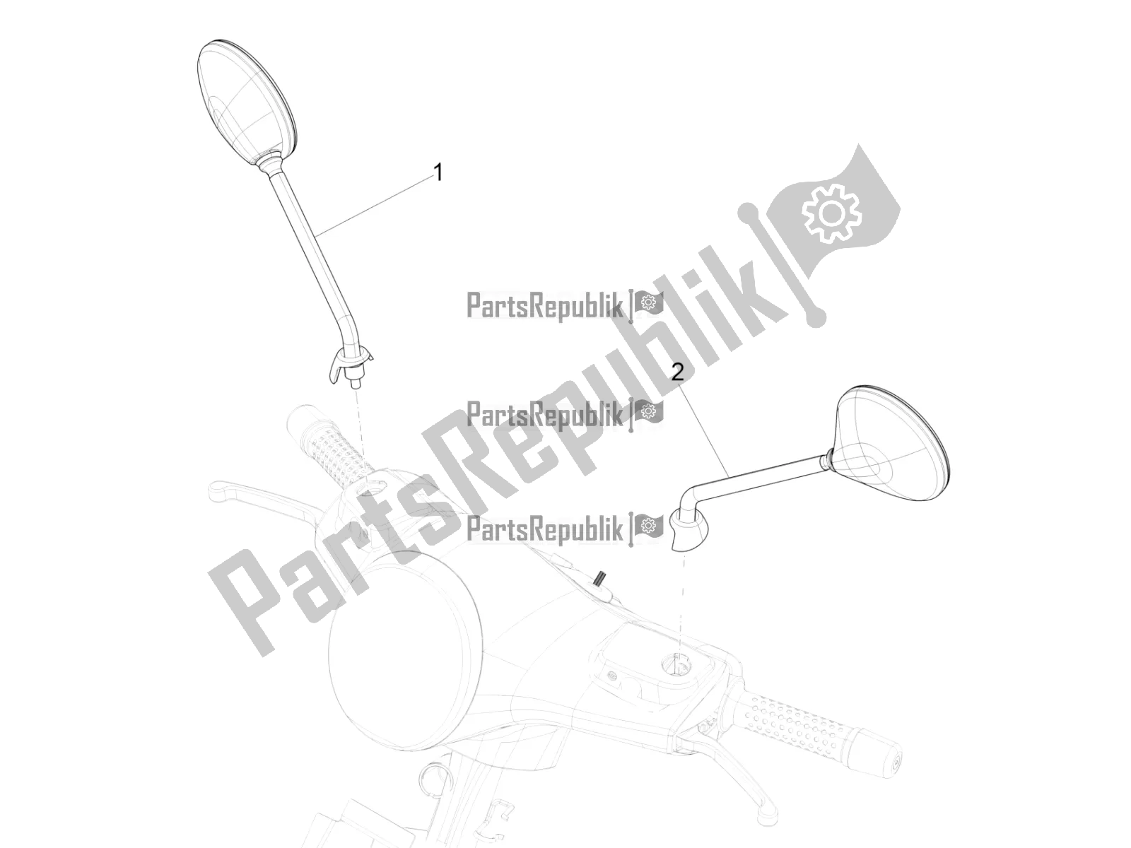 All parts for the Driving Mirror/s of the Vespa GTS 300 Super HPE 4 T/4V IE ABS 2022