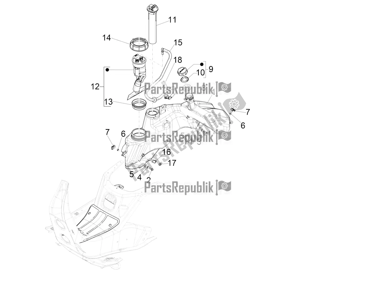 Toutes les pièces pour le Réservoir D'essence du Vespa GTS 300 Super HPE 4 T/4V IE ABS 2022