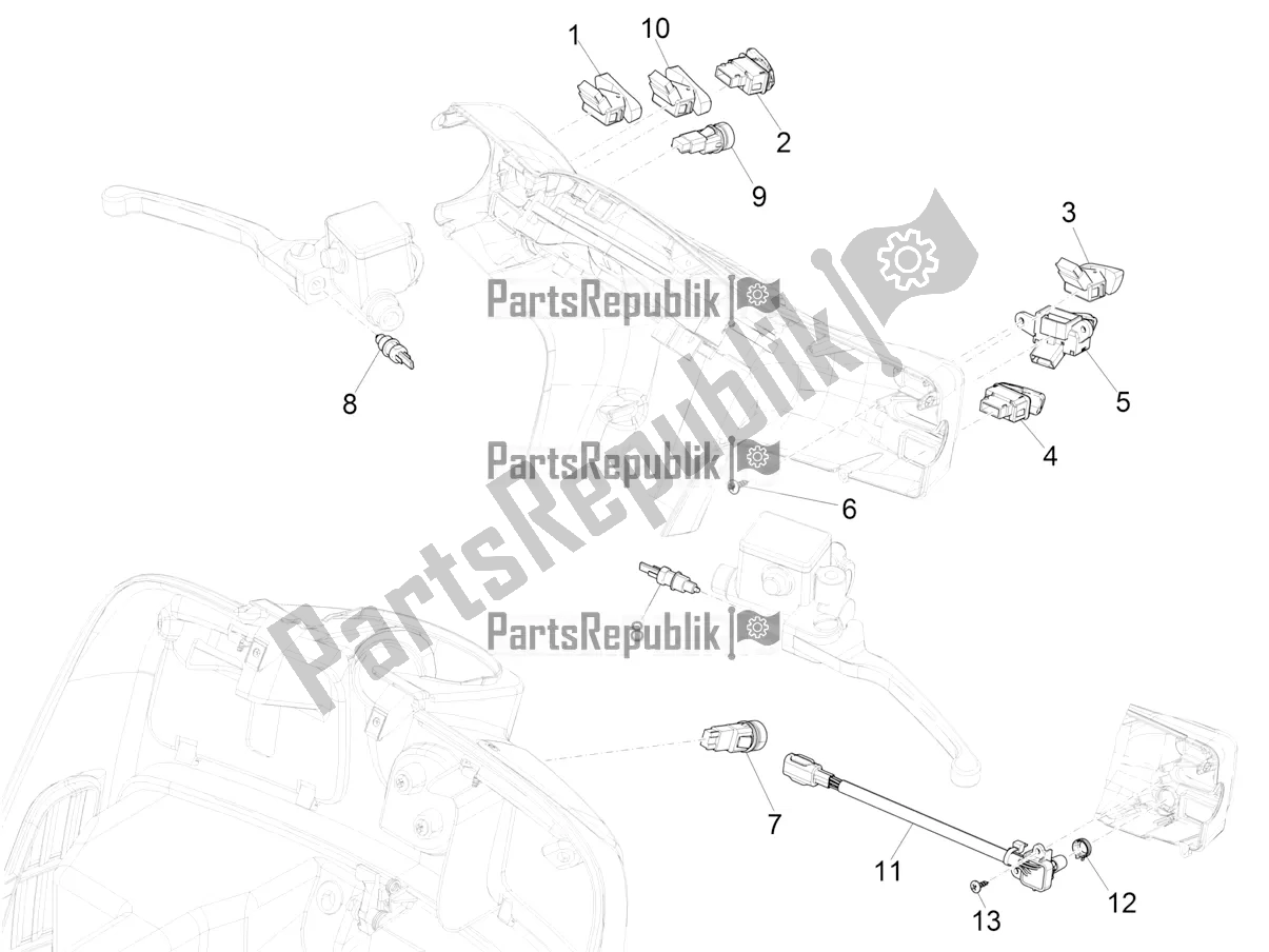 Tutte le parti per il Selettori - Interruttori - Pulsanti del Vespa GTS 300 Super HPE 4 T/4V IE ABS 2022