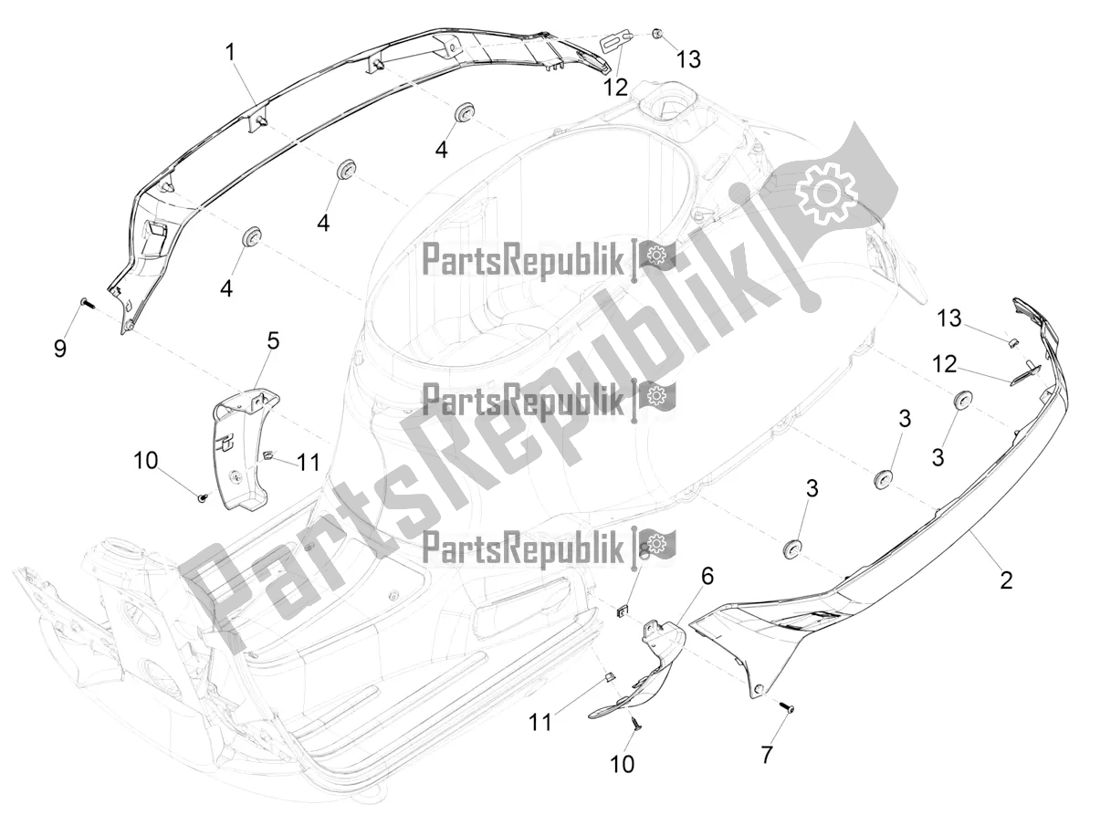 Toutes les pièces pour le Couvercle Latéral - Spoiler du Vespa GTS 300 Super HPE 4 T/4V IE ABS 2022