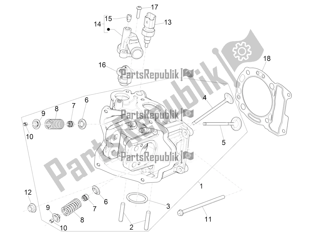 All parts for the Cylinder Head Unit - Valve of the Vespa GTS 300 Super HPE 4 T/4V IE ABS Apac 2021