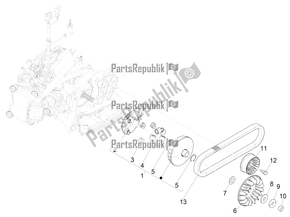 Todas las partes para Polea Motriz de Vespa GTS 300 Super HPE 4 T/4V IE ABS Apac 2021