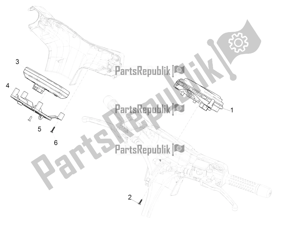 Tutte le parti per il Combinazione Metro - Cruscotto del Vespa GTS 300 Super HPE 4 T/4V IE ABS Apac 2021
