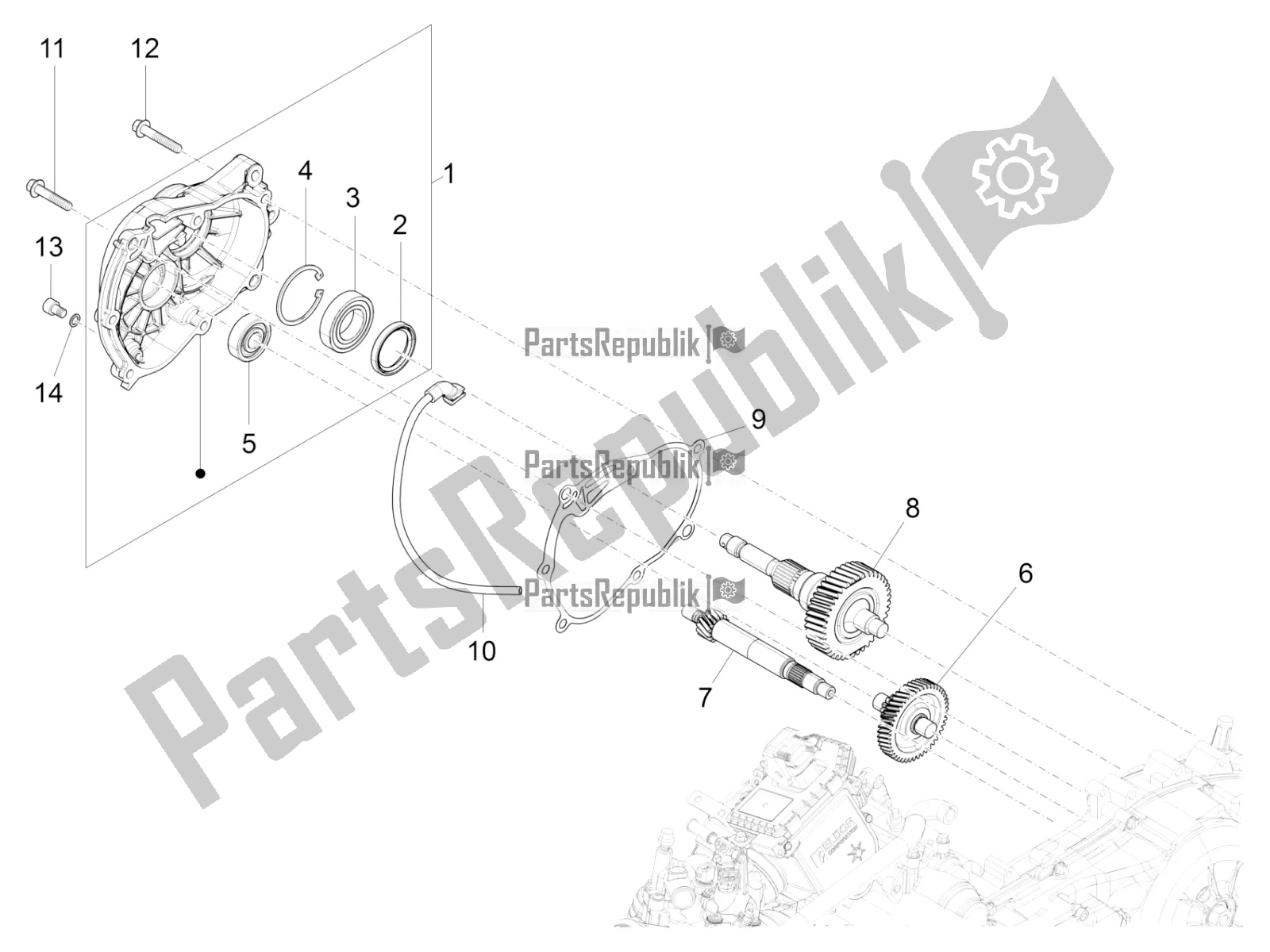 Tutte le parti per il Unità Di Riduzione del Vespa GTS 300 Super HPE 4 T/4V IE ABS Apac 2021