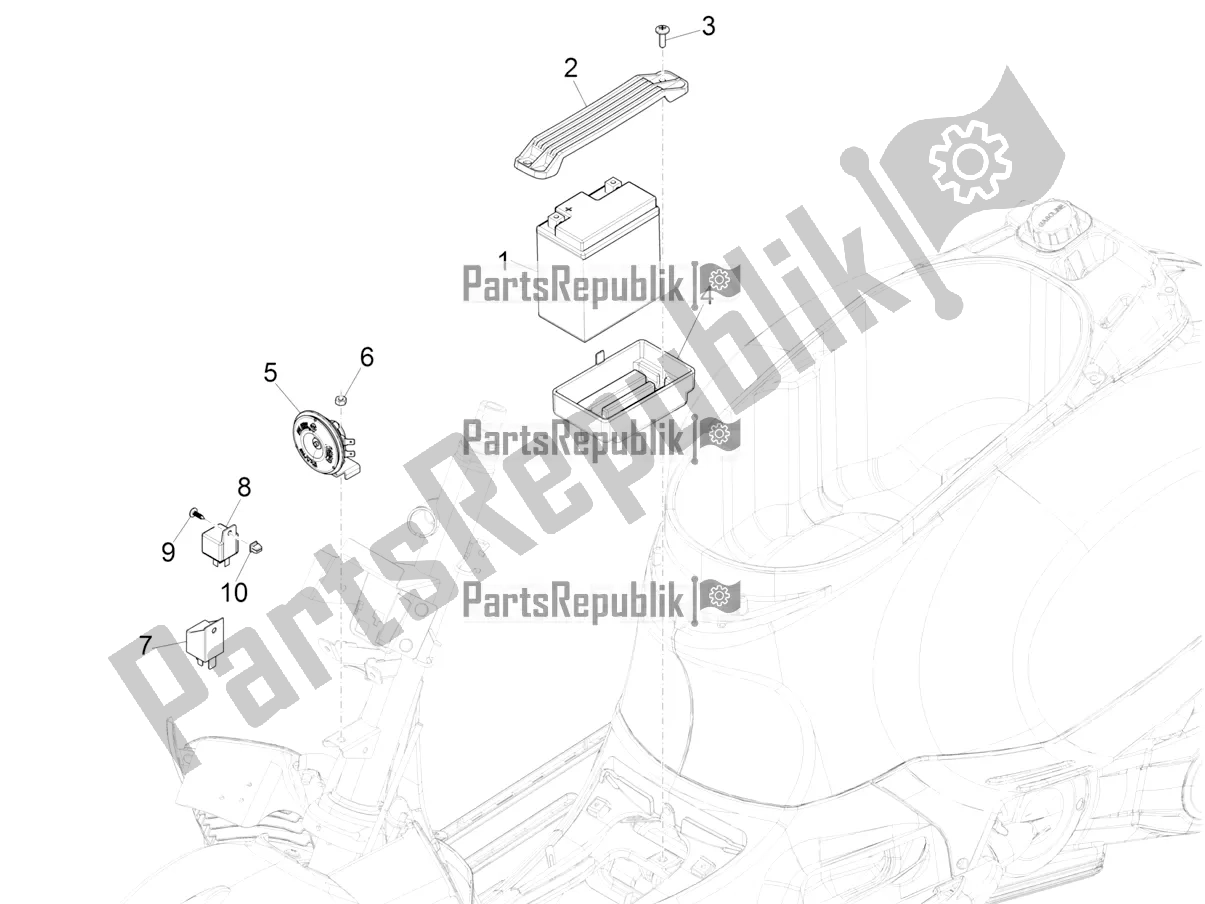 Todas las partes para Interruptores De Control Remoto - Batería - Bocina de Vespa GTS 300 Super HPE 4 T/4V IE ABS Apac 2021