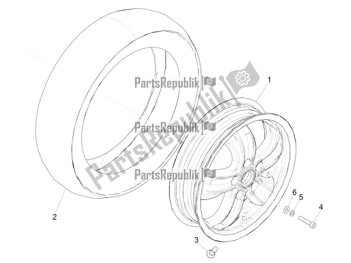 Tutte le parti per il Ruota Anteriore del Vespa GTS 300 Super HPE 4 T/4V IE ABS Apac 2022