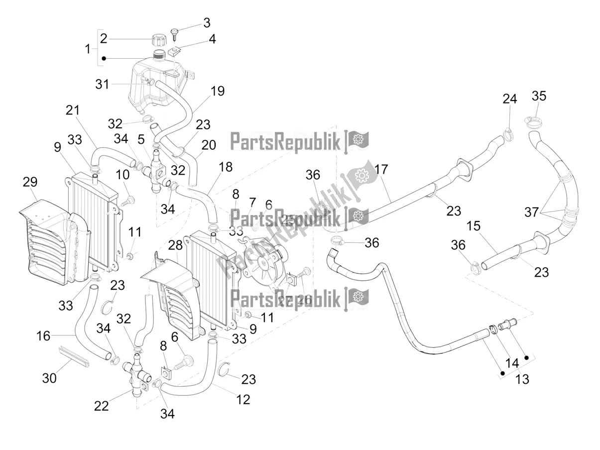 Toutes les pièces pour le Système De Refroidissement du Vespa GTS 300 Super HPE 4 T/4V IE ABS USA 2019