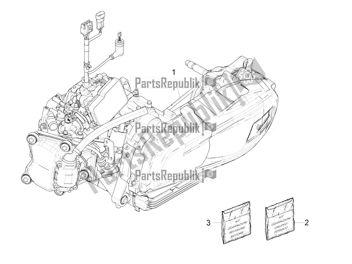 Tutte le parti per il Motore, Assemblaggio del Vespa GTS 300 Super HPE 4 T/4V IE ABS USA 2019
