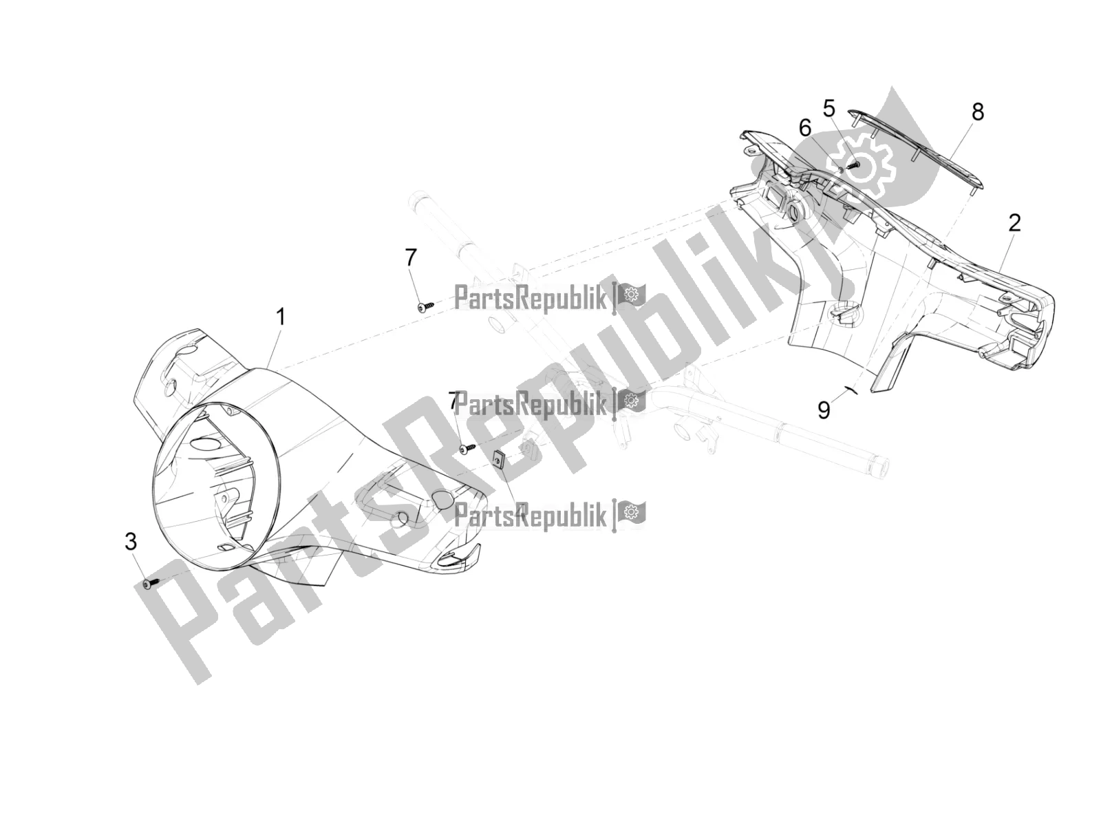 Tutte le parti per il Coperture Per Manubri del Vespa GTS 300 Super HPE 4 T/4V IE ABS USA 2020