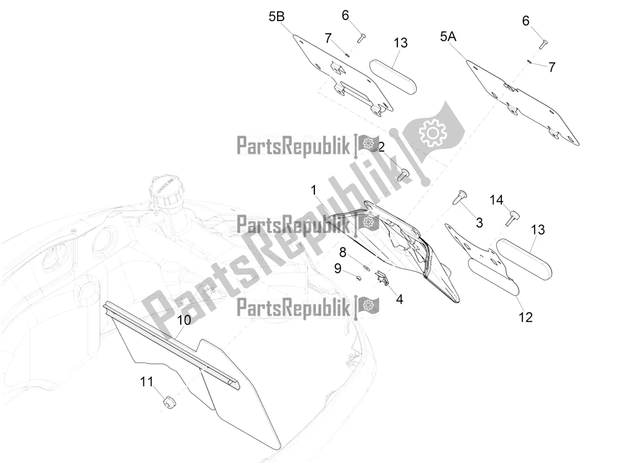 All parts for the Rear Cover - Splash Guard of the Vespa GTS 300 Super HPE 4 T/4V IE ABS USA 2020