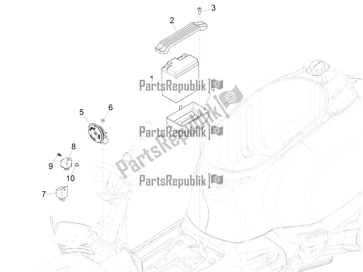 All parts for the Remote Control Switches - Battery - Horn of the Vespa GTS 300 Super HPE 4 T/4V IE ABS USA 2020