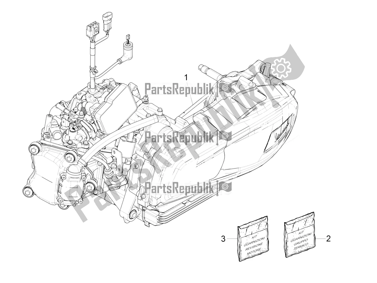 Tutte le parti per il Motore, Assemblaggio del Vespa GTS 300 Super HPE 4 T/4V IE ABS USA 2021