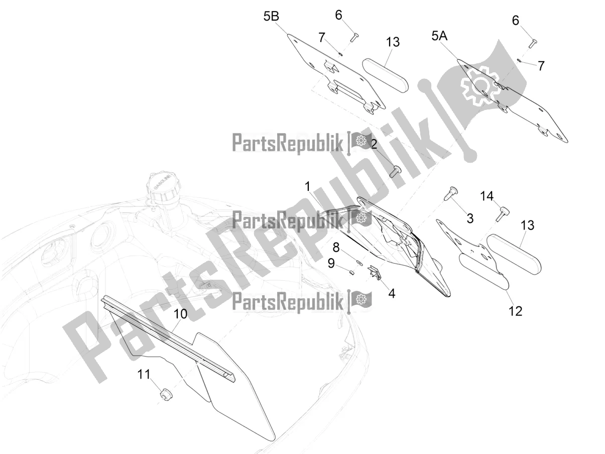 Tutte le parti per il Coperchio Posteriore - Paraspruzzi del Vespa GTS 300 Super HPE 4 T/4V IE ABS USA 2021