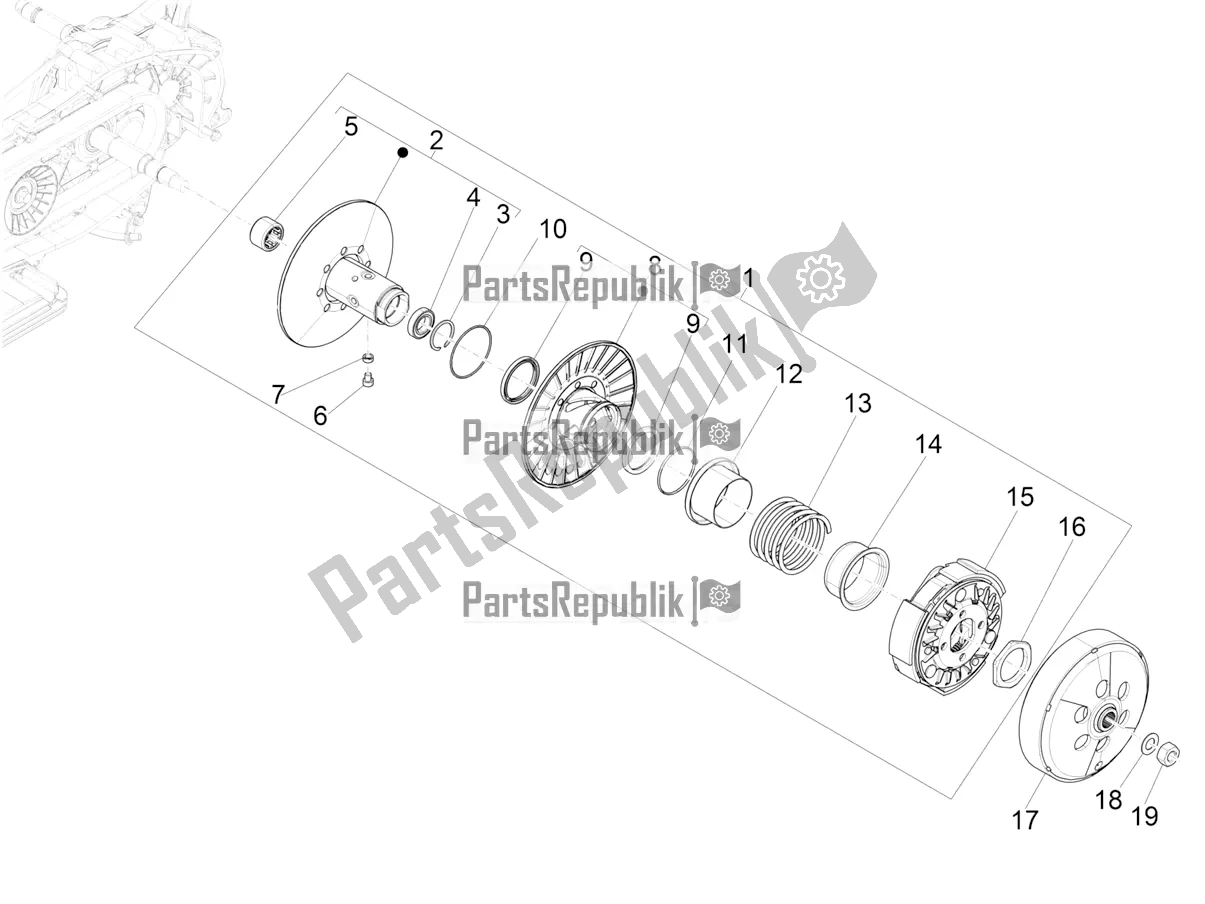 Toutes les pièces pour le Poulie Menée du Vespa GTS 300 Super HPE 4 T/4V IE ABS USA 2022