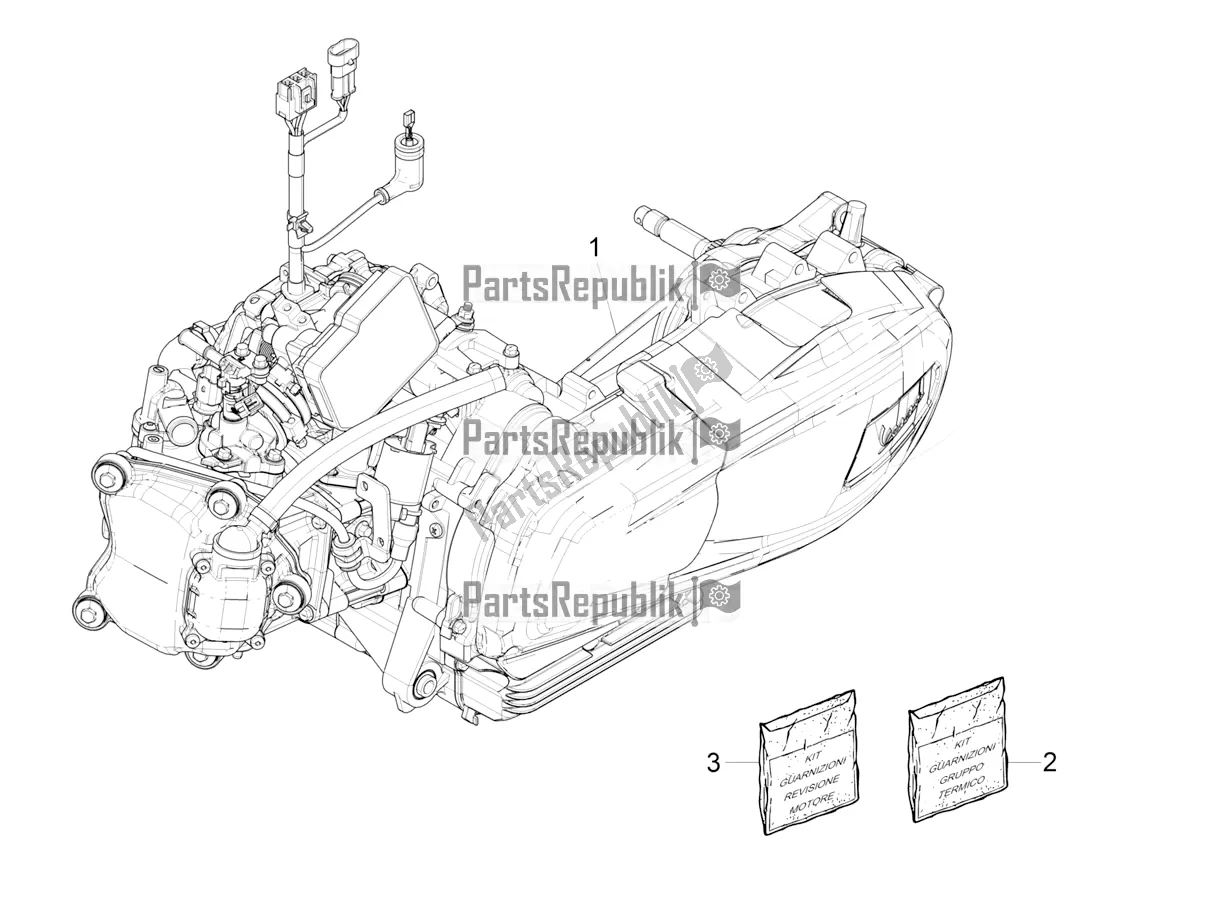 Tutte le parti per il Motore, Assemblaggio del Vespa GTS 300 Super HPE 4 T/4V IE ABS USA 2022