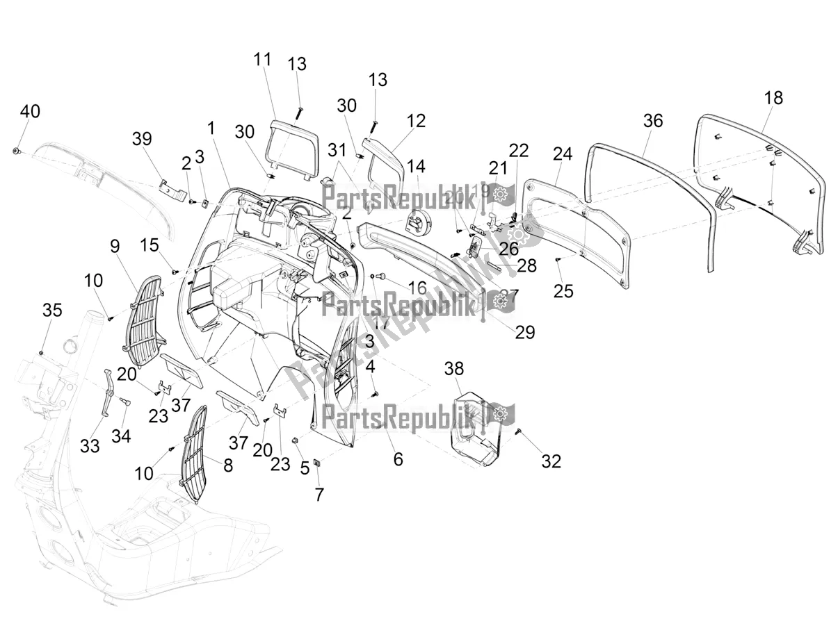 Toutes les pièces pour le Boîte à Gants Avant - Panneau De Protection Des Genoux du Vespa GTS 300 Super HPE 4 T/4V IE ABS USA 2022
