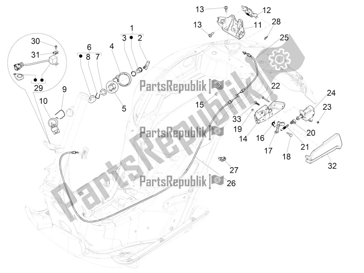 Todas las partes para Cerraduras de Vespa GTS 300 Super HPE 4 T/4V IE ABS USA 2022