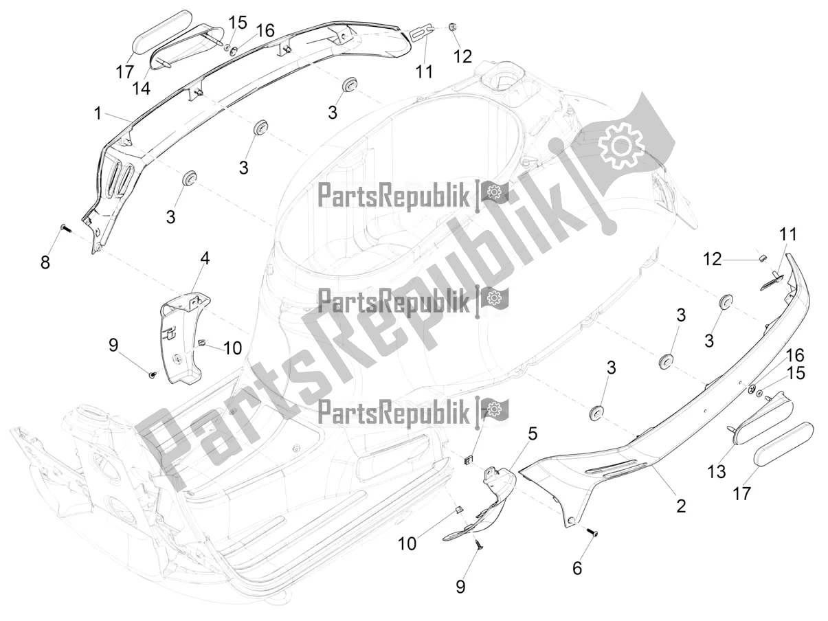 Todas las partes para Cubierta Lateral - Alerón de Vespa GTS 300 Super HPE 4 T/4V IE ABS USA 2022