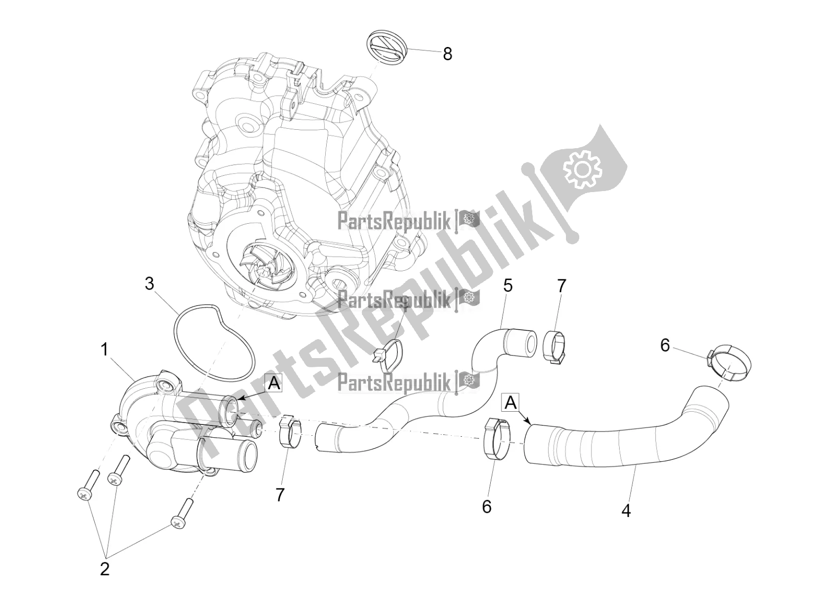 Tutte le parti per il Pompa Di Raffreddamento del Vespa GTS 300 Super Hpe-tech 4 T/4V IE ABS 2018