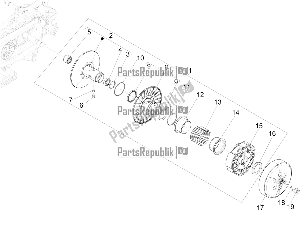 Toutes les pièces pour le Poulie Menée du Vespa GTS 300 Super Hpe-tech 4 T/4V IE ABS 2018