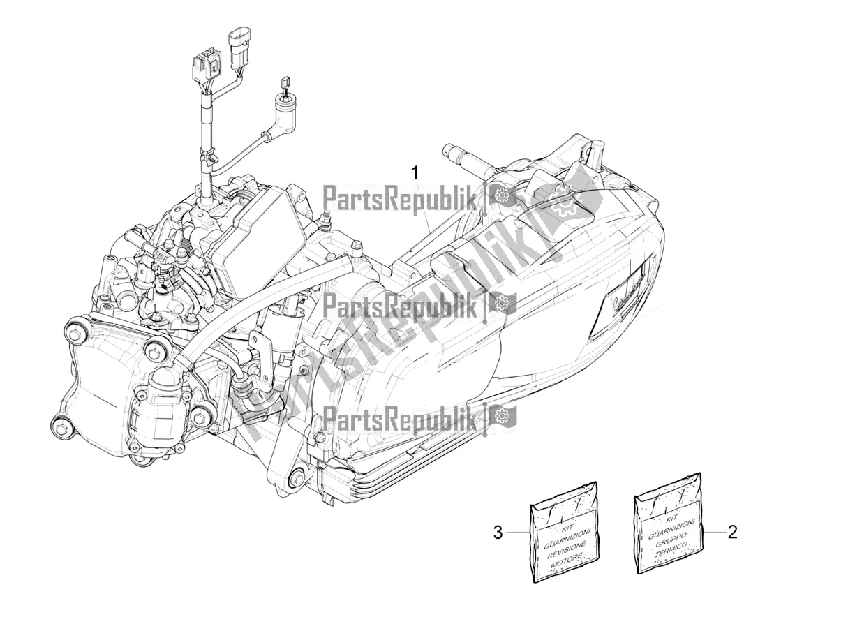 All parts for the Engine, Assembly of the Vespa GTS 300 Super Hpe-tech 4 T/4V IE ABS 2018