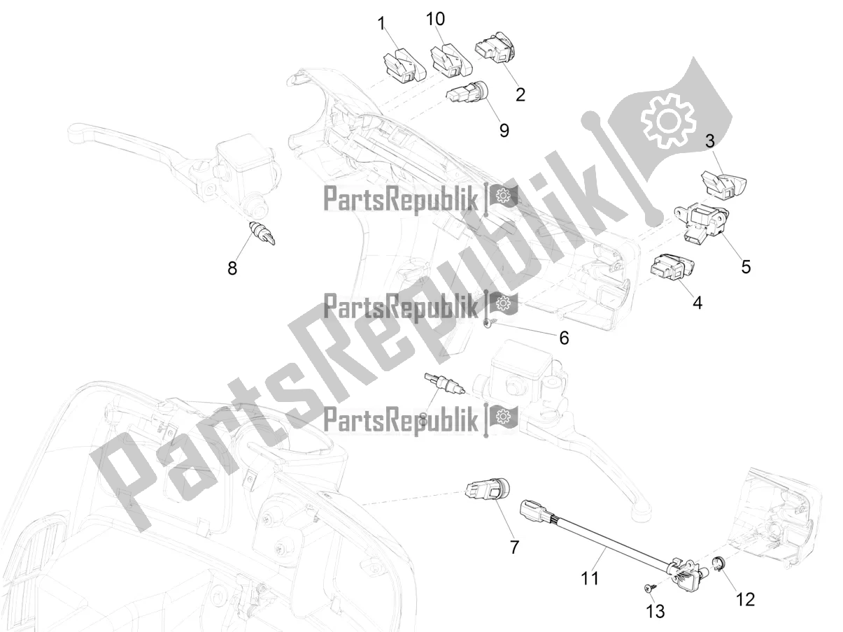 Wszystkie części do Selektory - Prze?? Czniki - Przyciski Vespa GTS 300 Super Hpe-tech 4 T/4V IE ABS 2018