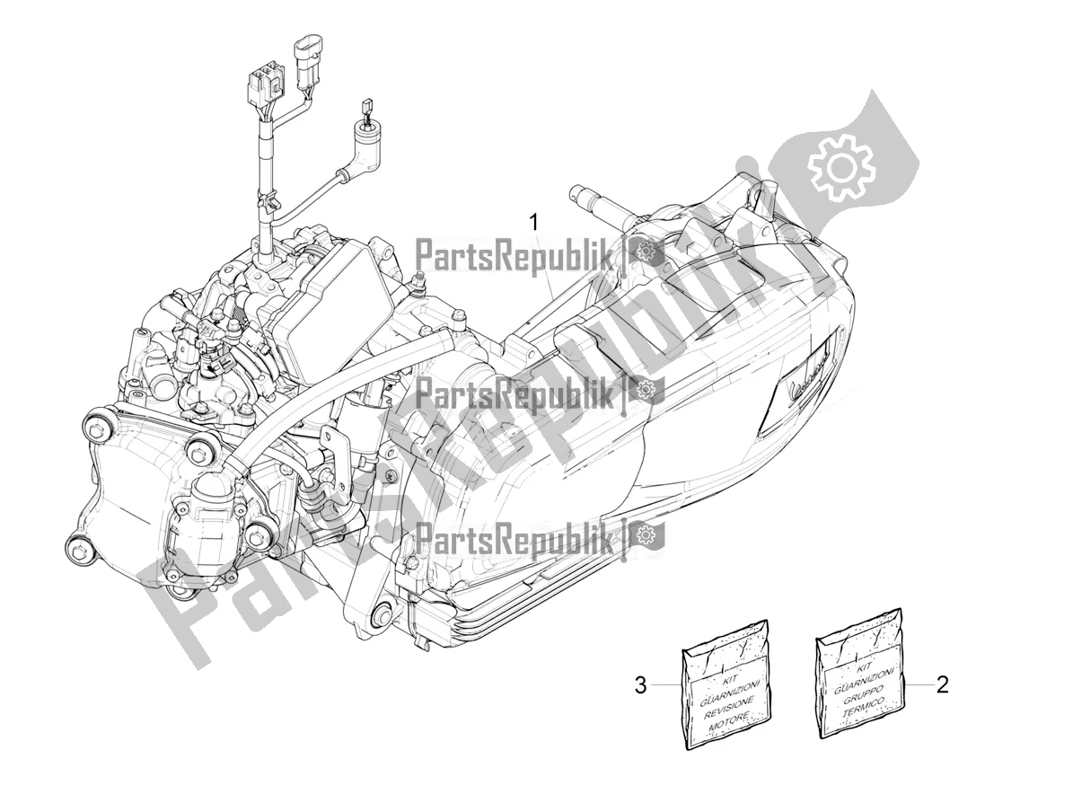 All parts for the Engine, Assembly of the Vespa GTS 300 Super Hpe-tech 4 T/4V IE ABS 2019