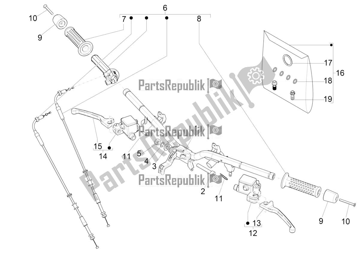 All parts for the Handlebars - Master Cil. Of the Vespa GTS 300 Super Hpe-tech 4 T/4V IE ABS 2019
