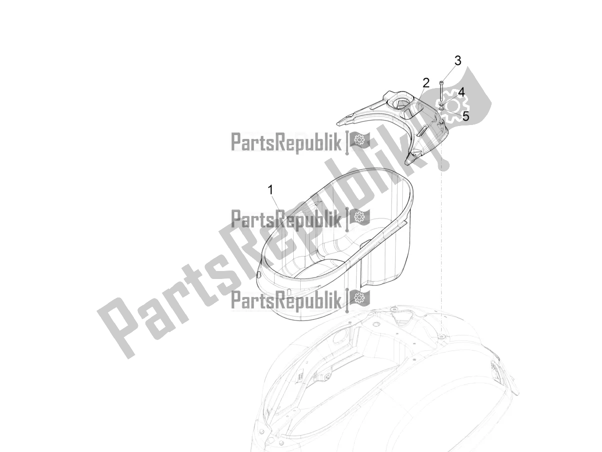 All parts for the Helmet Huosing - Undersaddle of the Vespa GTS 300 Super Hpe-tech 4 T/4V IE ABS 2019