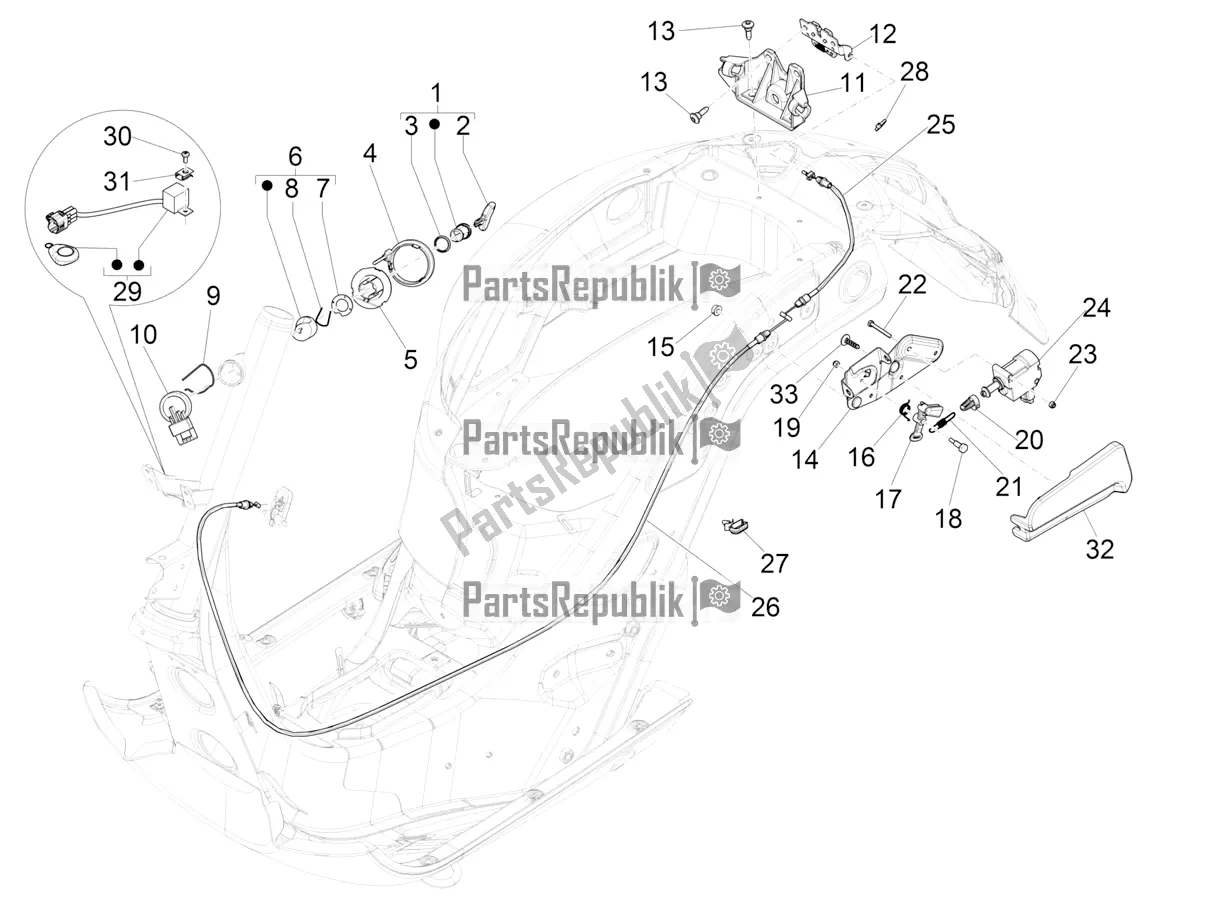 All parts for the Locks of the Vespa GTS 300 Super Hpe-tech 4 T/4V IE ABS 2019