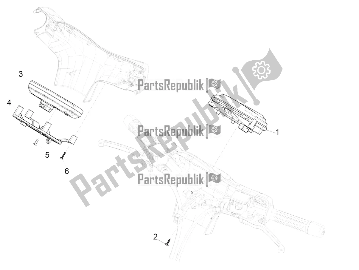 Todas las partes para Combinación De Medidor - Cruscotto de Vespa GTS 300 Super Hpe-tech 4 T/4V IE ABS 2019