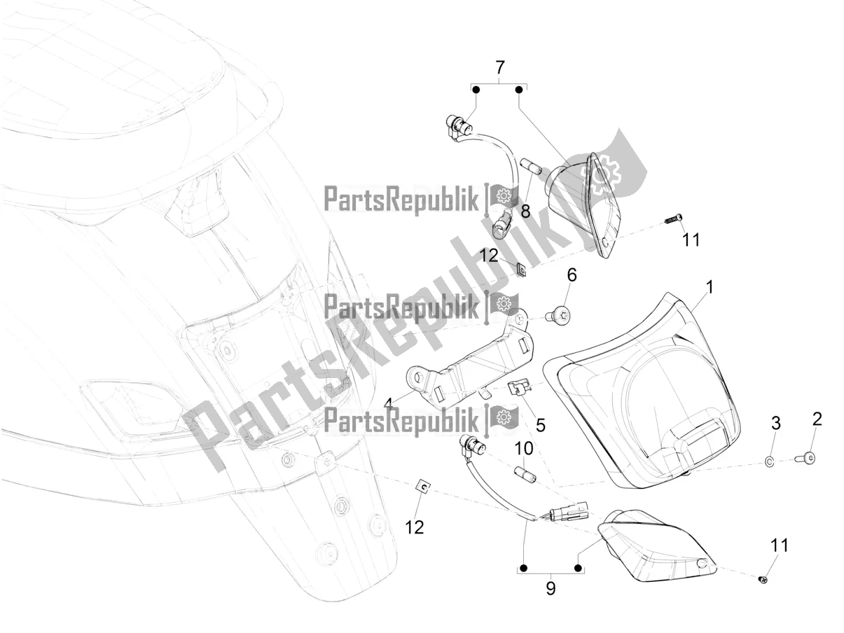 Todas las partes para Faros Traseros - Luces Intermitentes de Vespa GTS 300 Super Hpe-tech 4 T/4V IE ABS 2019