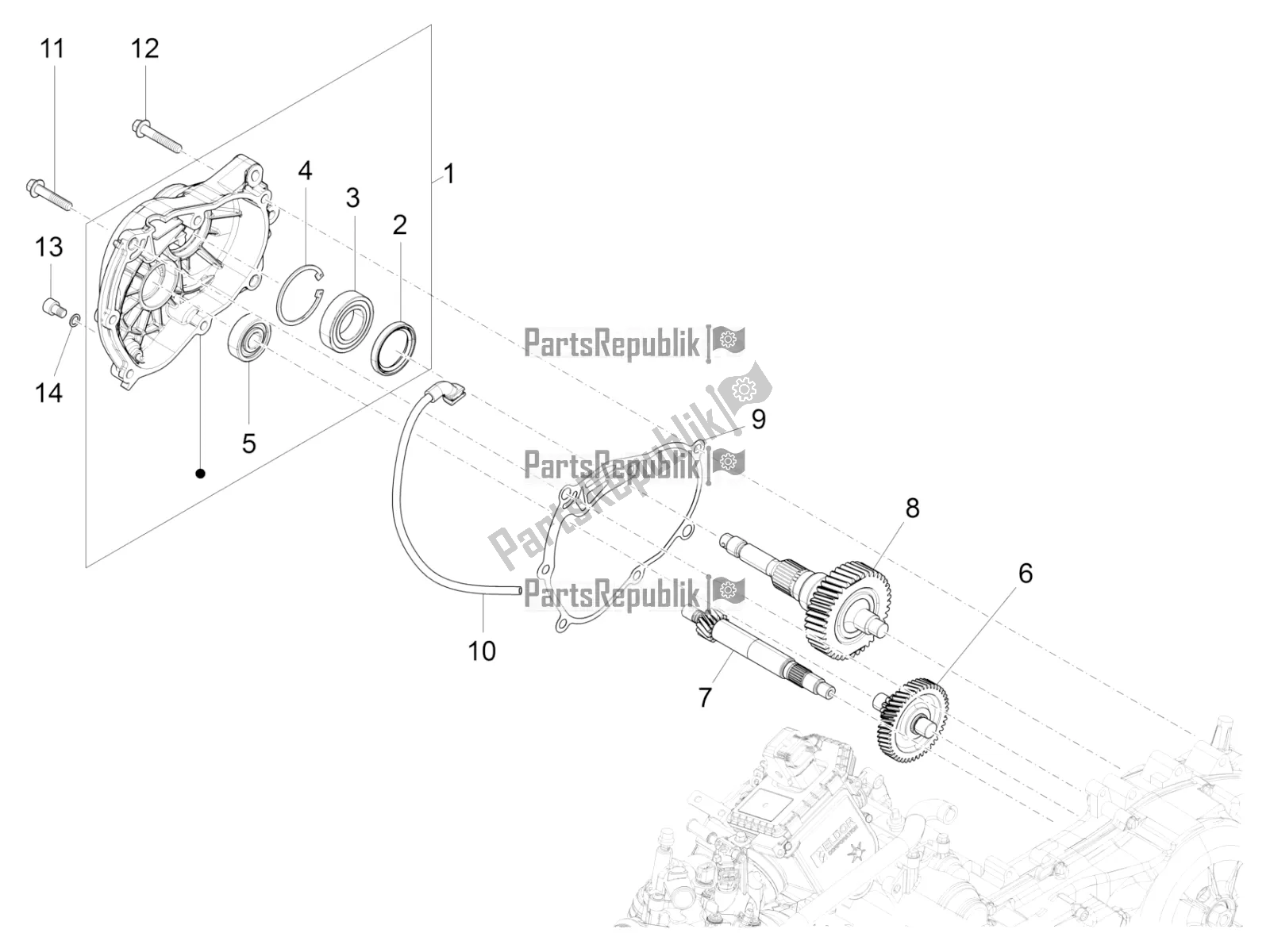 Toutes les pièces pour le Unité De Réduction du Vespa GTS 300 Super Hpe-tech 4 T/4V IE ABS 2019