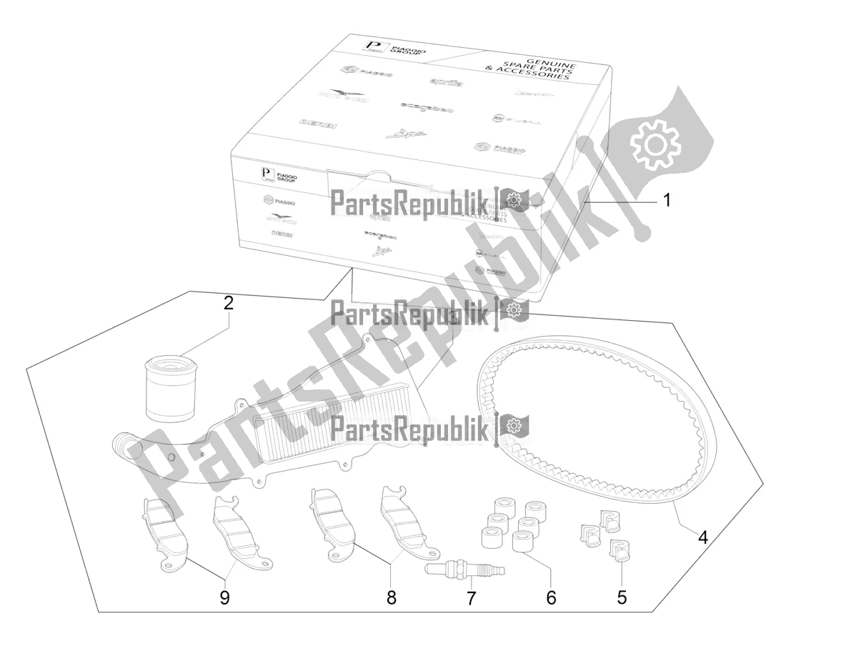 Todas as partes de Complete Wear And Maintenance Kit do Vespa GTS 300 Super Hpe-tech 4 T/4V IE ABS 2020