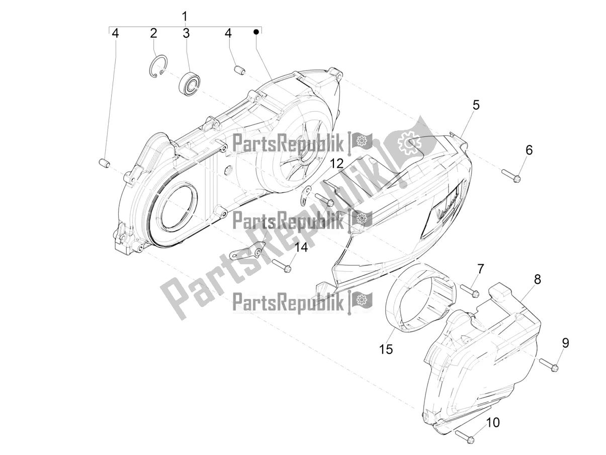 Toutes les pièces pour le Couvercle De Carter - Refroidissement Du Carter du Vespa GTS 300 Super Hpe-tech 4 T/4V IE ABS 2020