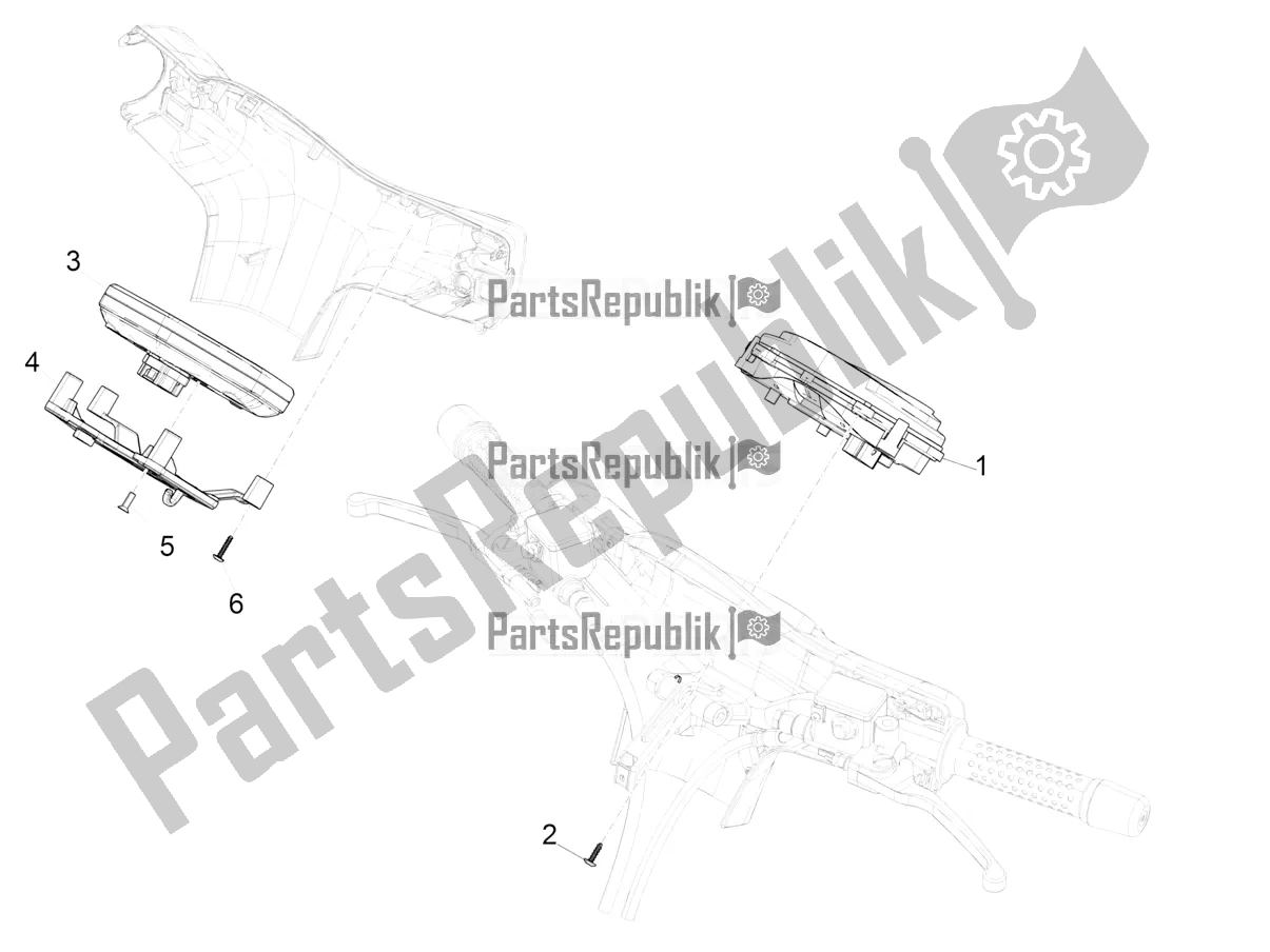 Todas las partes para Combinación De Medidor - Cruscotto de Vespa GTS 300 Super Hpe-tech 4 T/4V IE ABS 2020