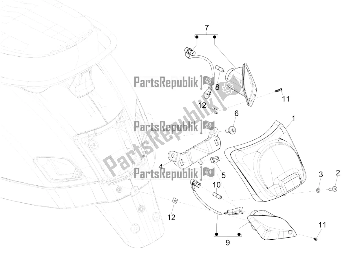 Todas las partes para Faros Traseros - Luces Intermitentes de Vespa GTS 300 Super Hpe-tech 4 T/4V IE ABS 2020