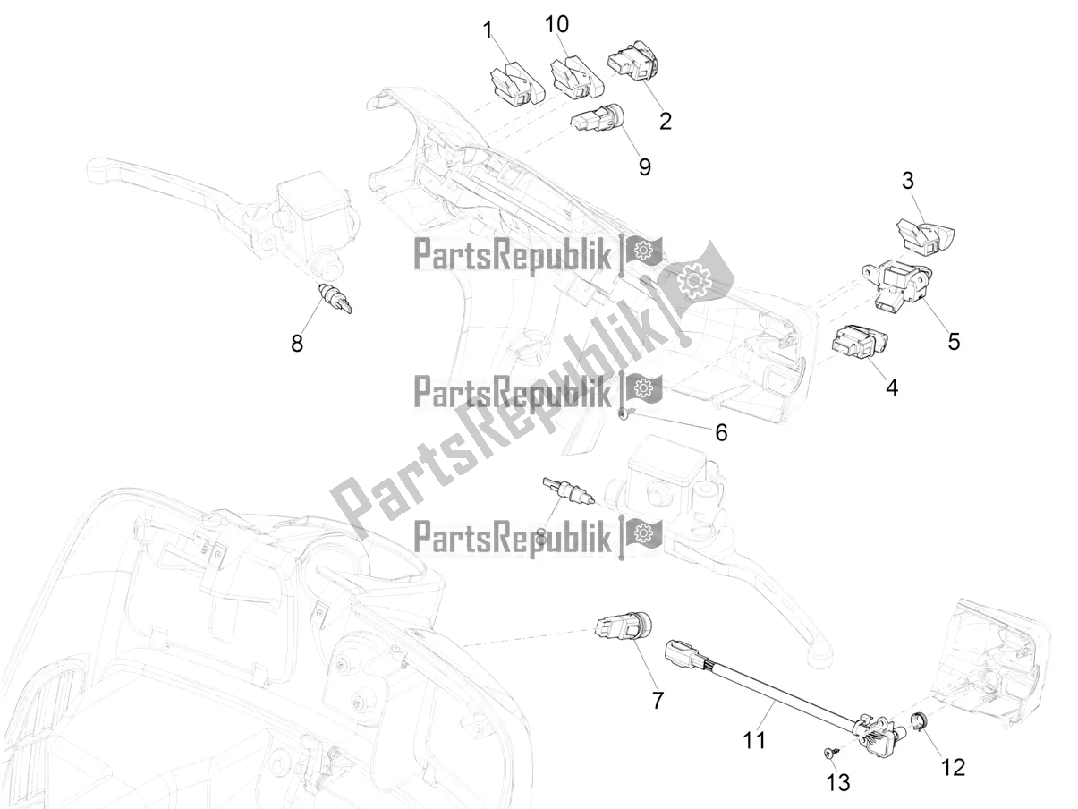 Todas as partes de Seletores - Interruptores - Botões do Vespa GTS 300 Super Hpe-tech 4 T/4V IE ABS 2020